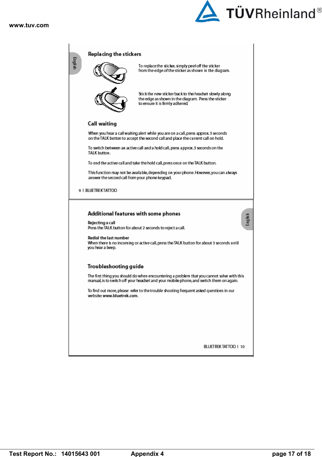 www.tuv.com   Test Report No.:  14015643 001  Appendix 4  page 17 of 18               