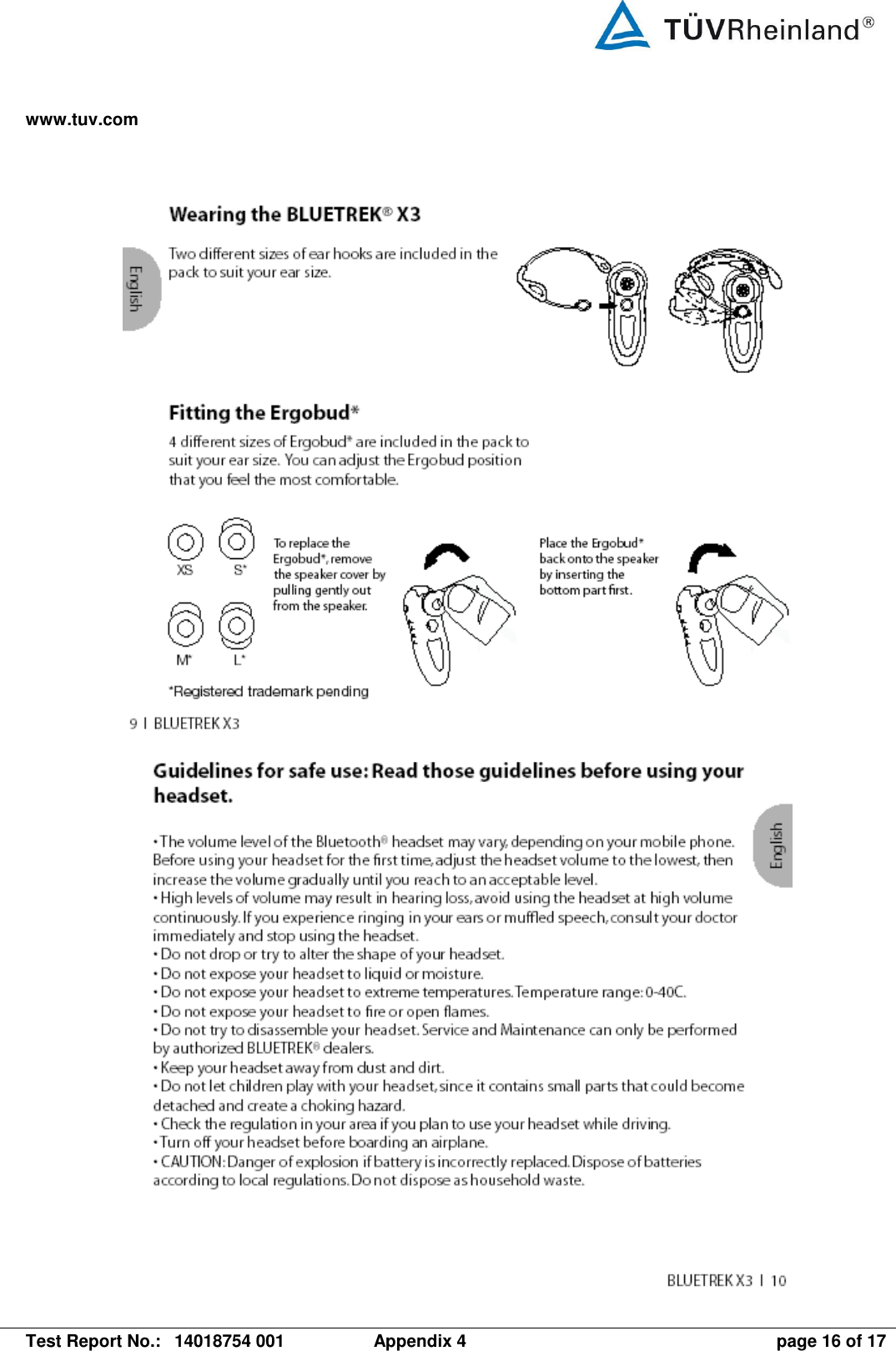 www.tuv.com   Test Report No.:  14018754 001  Appendix 4  page 16 of 17       