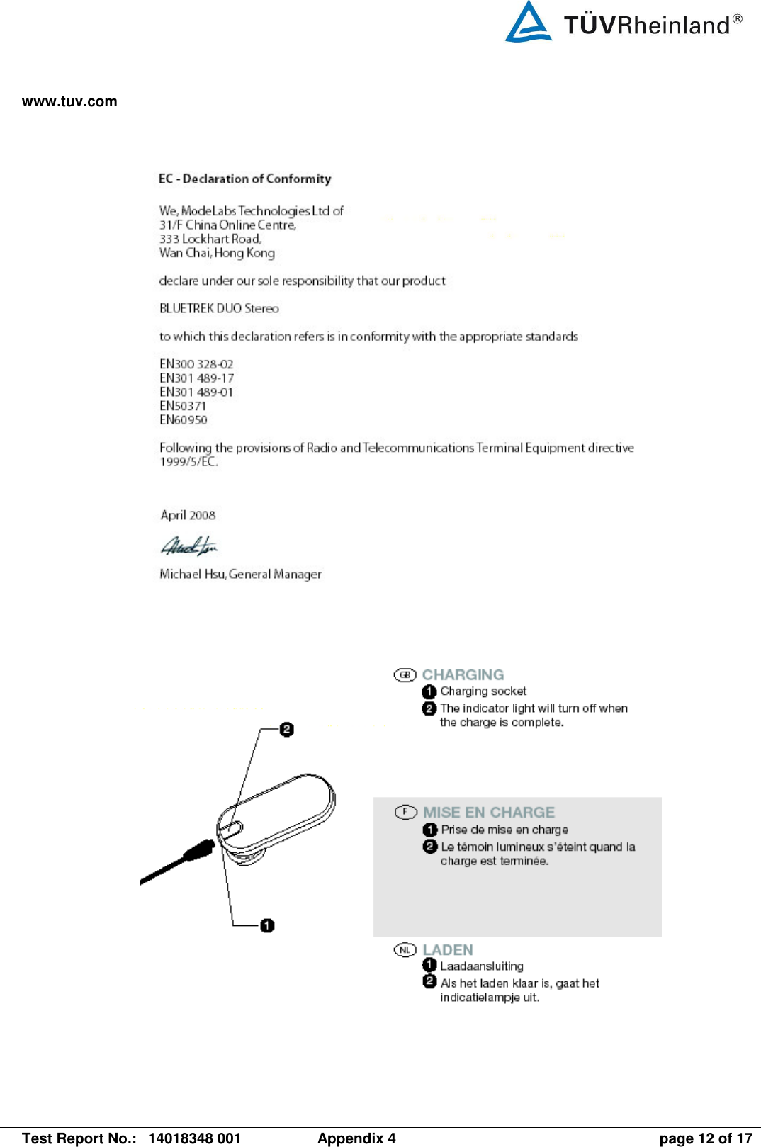 www.tuv.com   Test Report No.:  14018348 001  Appendix 4  page 12 of 17               