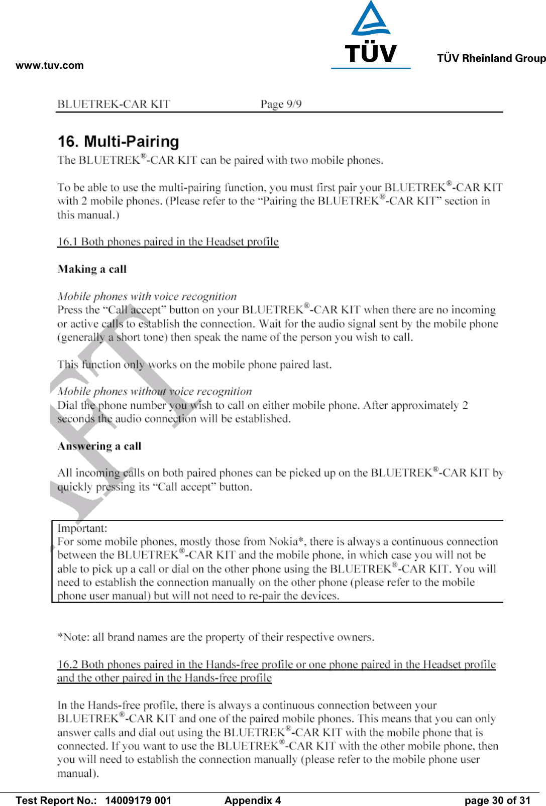 www.tuv.com   Test Report No.:  14009179 001  Appendix 4  page 30 of 31 