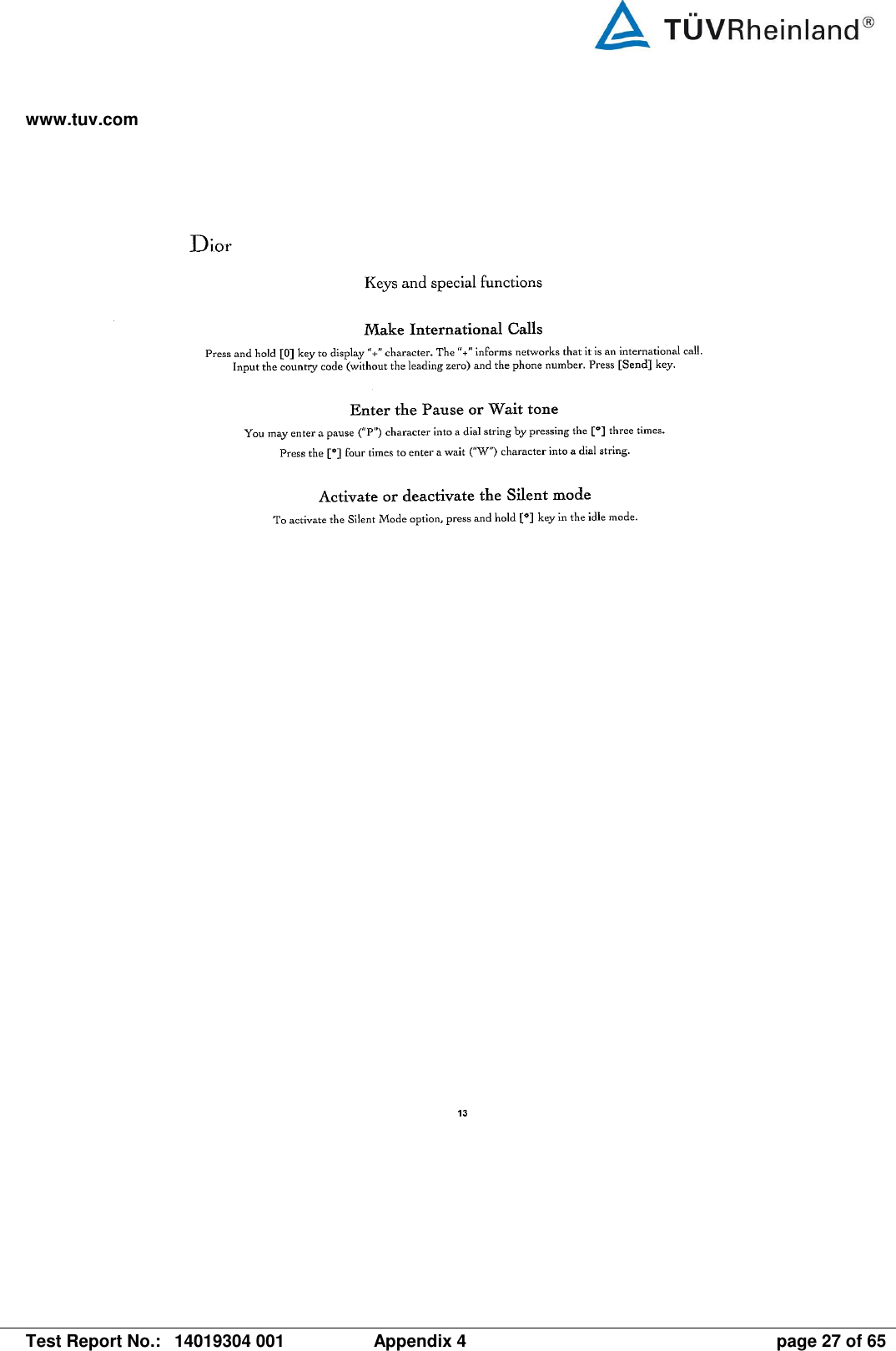 www.tuv.com   Test Report No.:  14019304 001  Appendix 4  page 27 of 65 