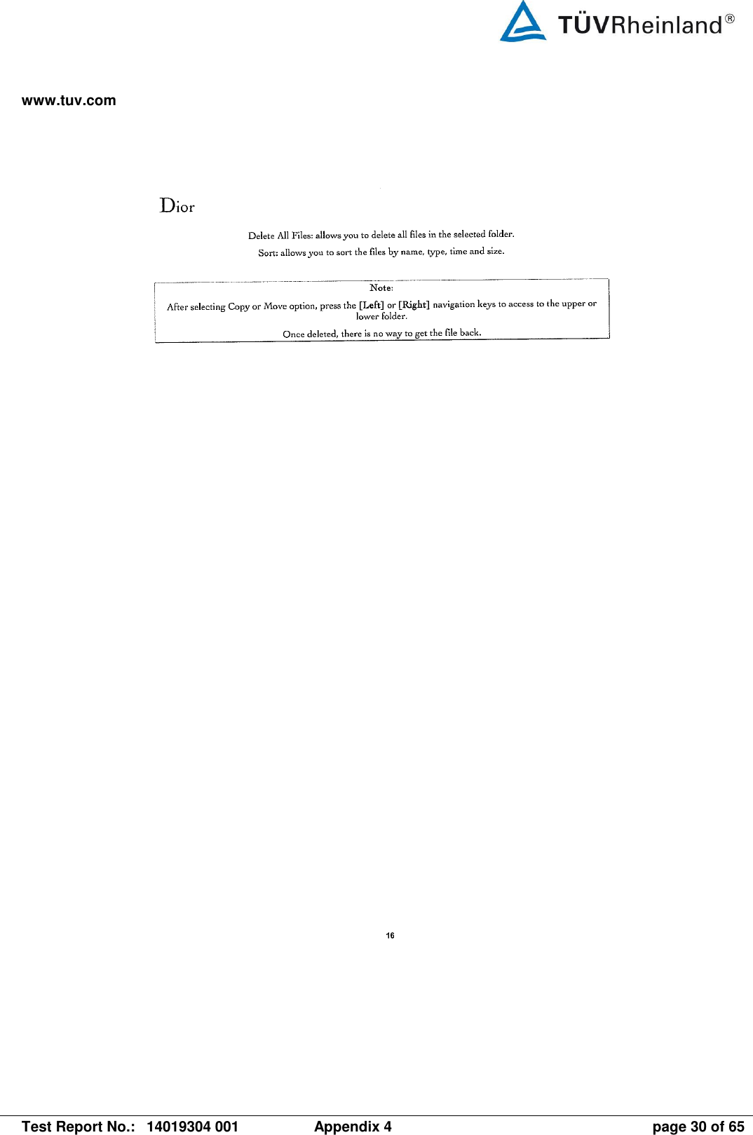 www.tuv.com   Test Report No.:  14019304 001  Appendix 4  page 30 of 65 