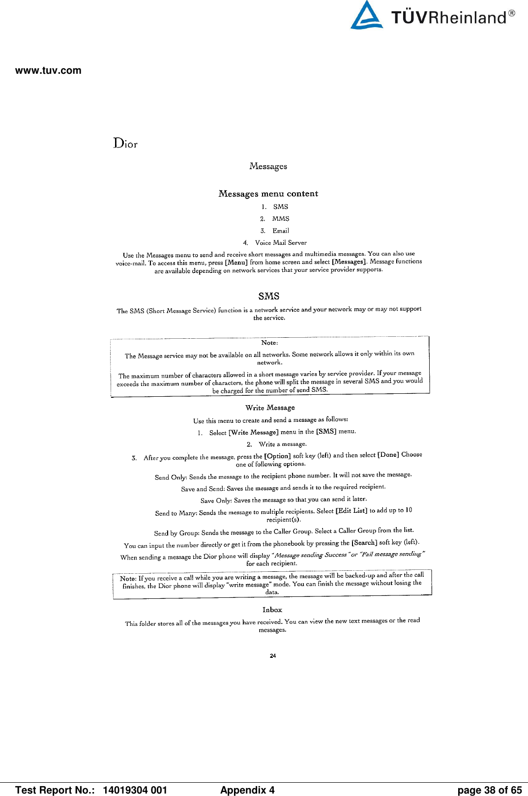 www.tuv.com   Test Report No.:  14019304 001  Appendix 4  page 38 of 65 