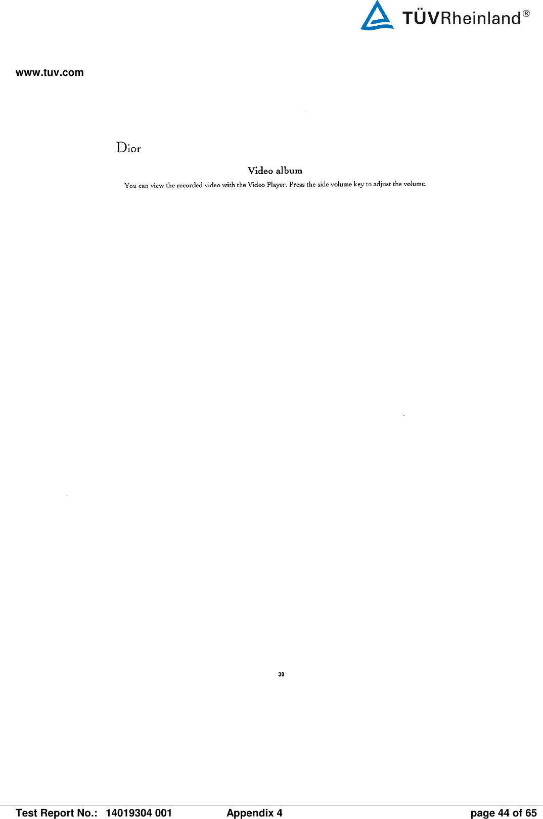 www.tuv.com   Test Report No.:  14019304 001  Appendix 4  page 44 of 65 