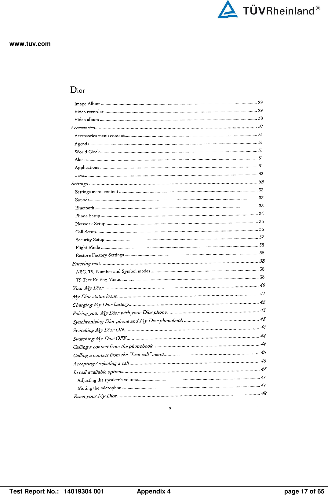 www.tuv.com   Test Report No.:  14019304 001  Appendix 4  page 17 of 65 