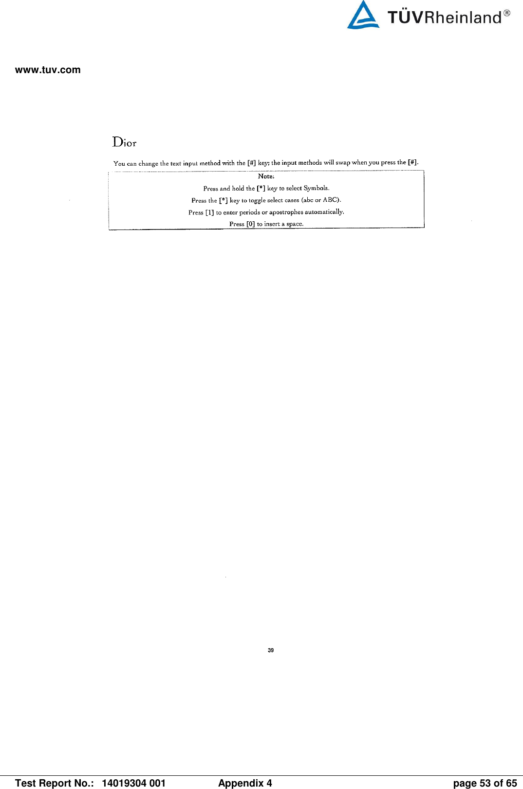 www.tuv.com   Test Report No.:  14019304 001  Appendix 4  page 53 of 65 