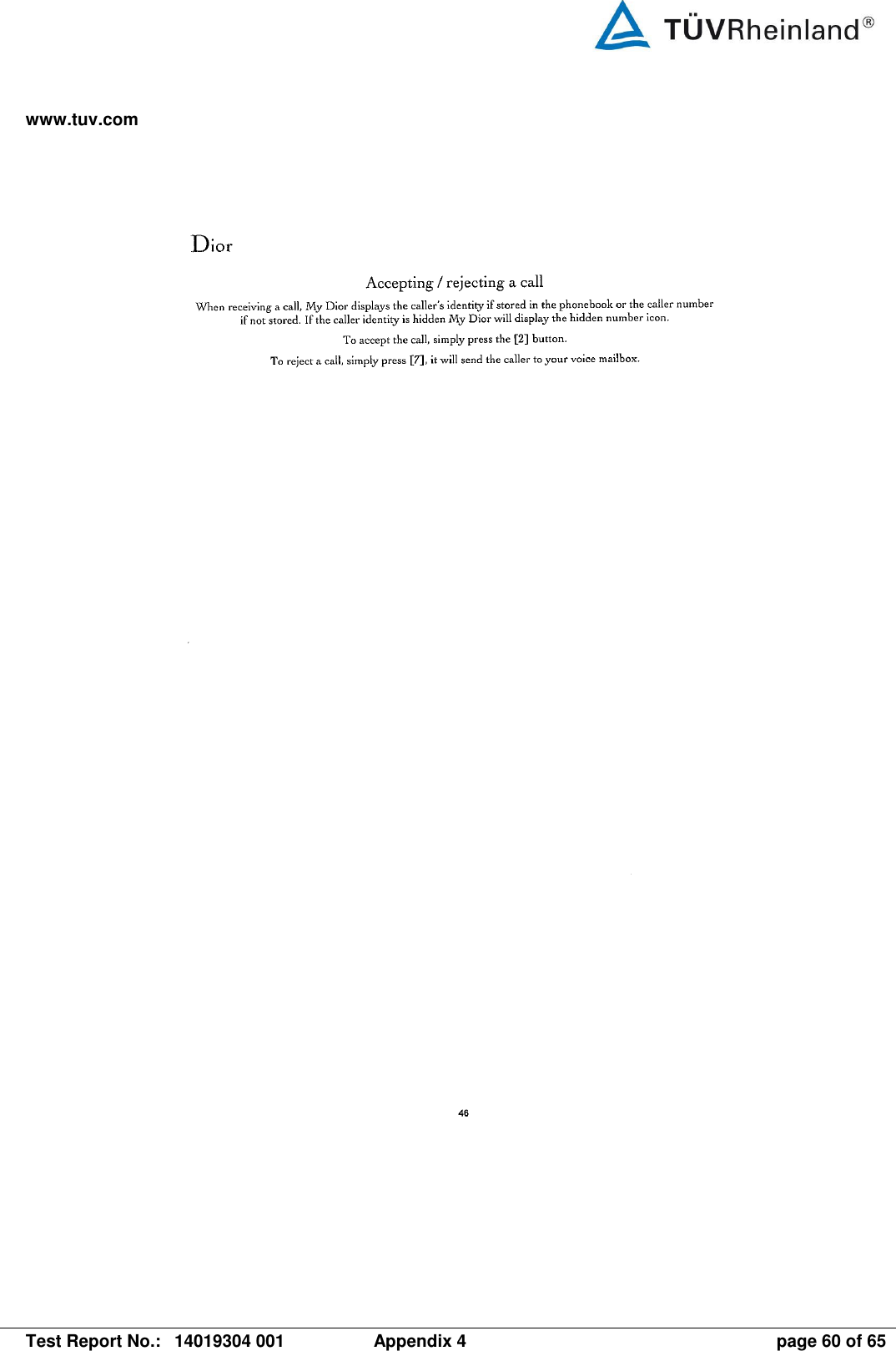 www.tuv.com   Test Report No.:  14019304 001  Appendix 4  page 60 of 65 