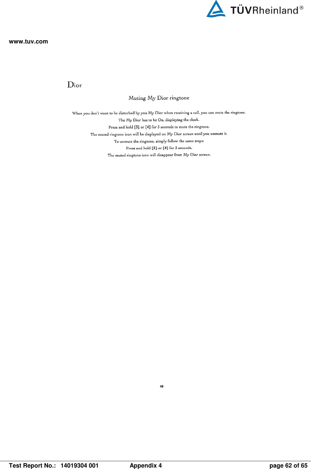 www.tuv.com   Test Report No.:  14019304 001  Appendix 4  page 62 of 65 