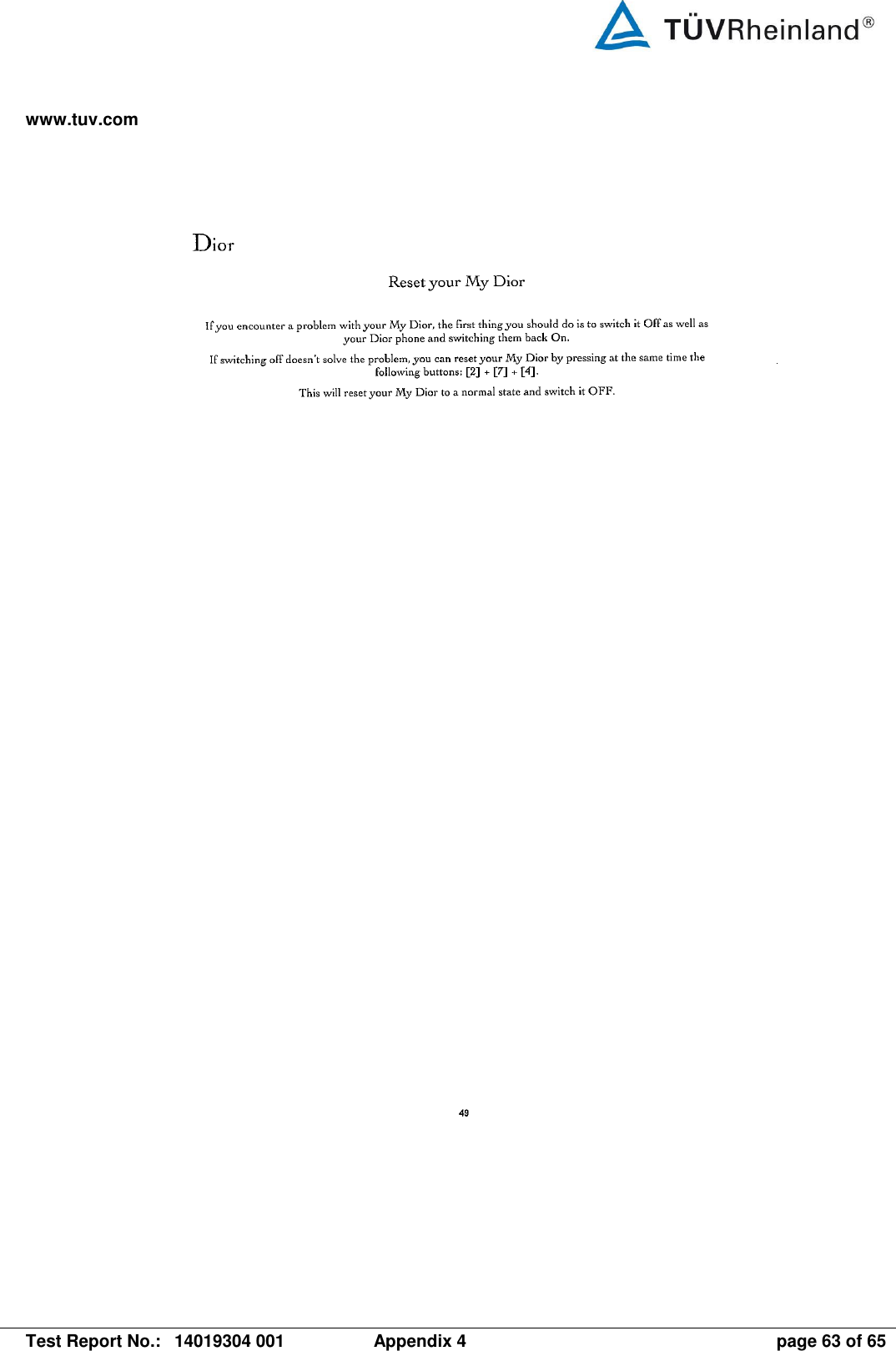 www.tuv.com   Test Report No.:  14019304 001  Appendix 4  page 63 of 65 