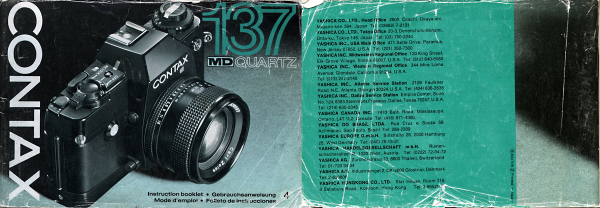 Contax 137 Md Quartz Operating Instructions