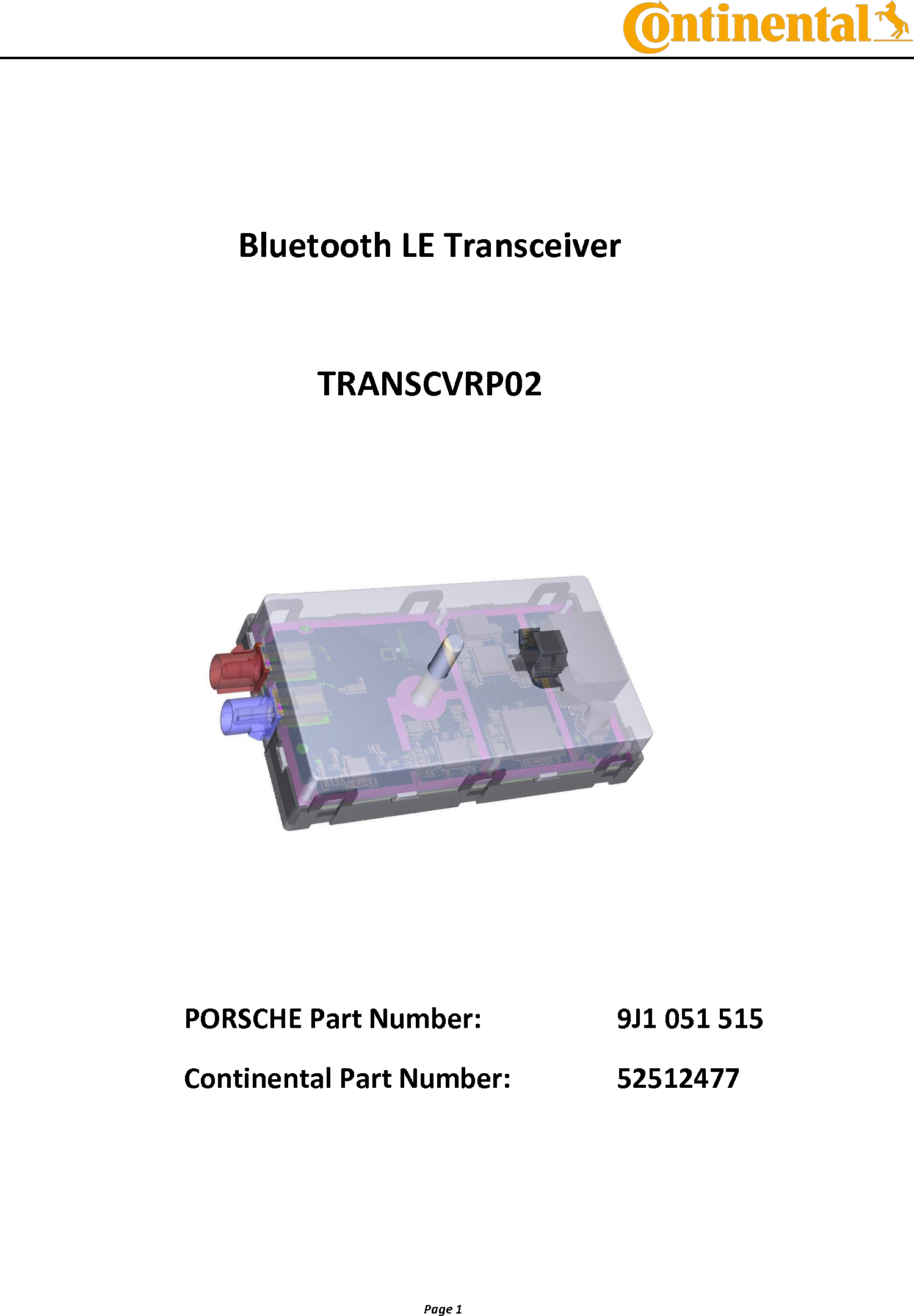 Continental Advanced Antenna TRANSCVRP02 BTTransceiver Gen. 2 User Manual Kathrein Briefkopf