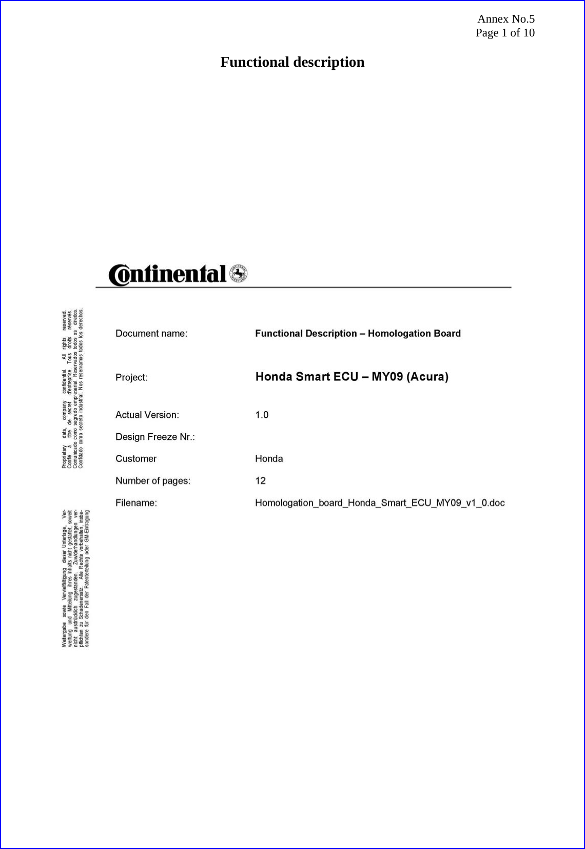 Annex No.5 Page 1 of 10  Functional description  