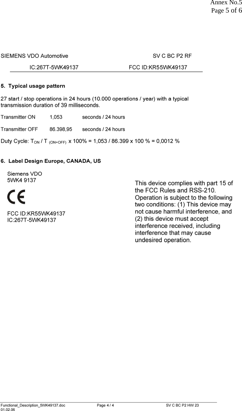 Annex No.5 Page 5 of 6 