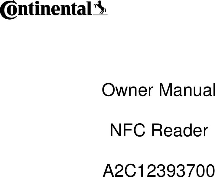       Owner Manual  NFC Reader  A2C12393700                   