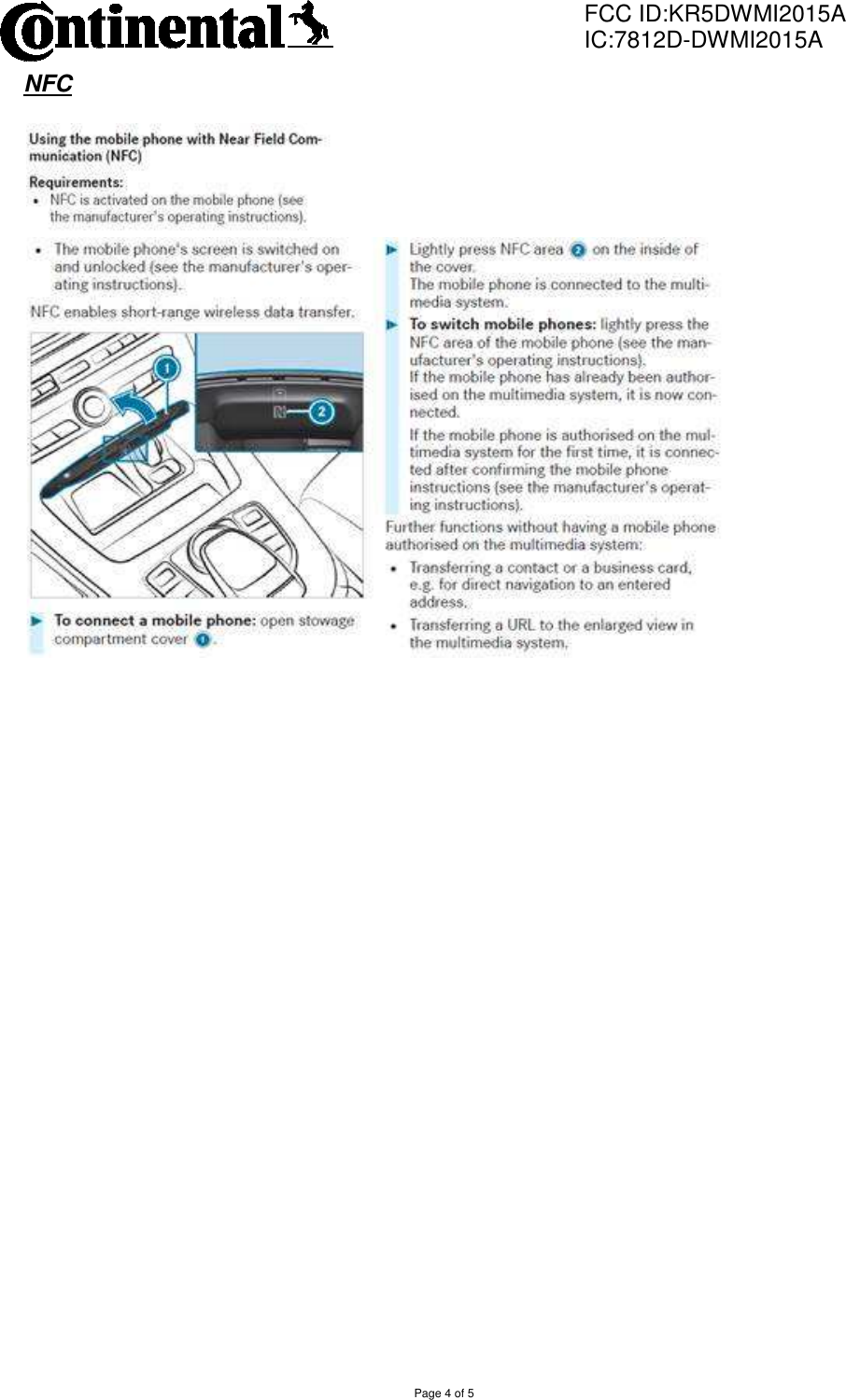     NFC                FCC ID:KR5DWMI2015A      IC:7812D-DWMI2015A  Page 4 of 5  