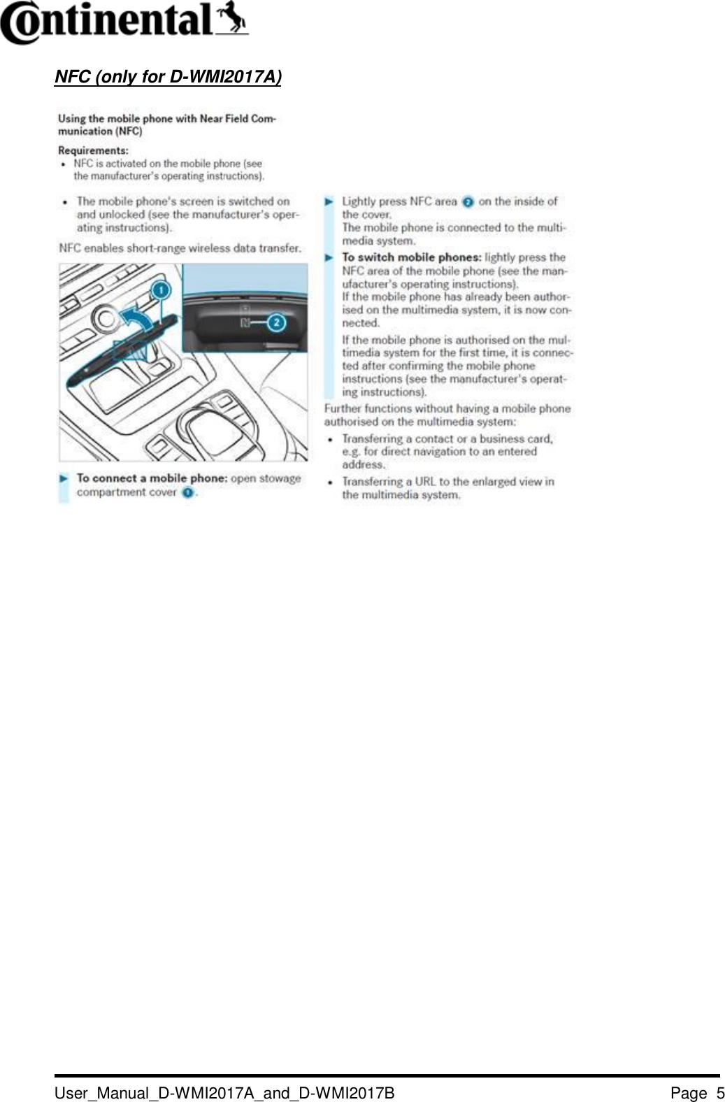   User_Manual_D-WMI2017A_and_D-WMI2017B Page  5   NFC (only for D-WMI2017A)             