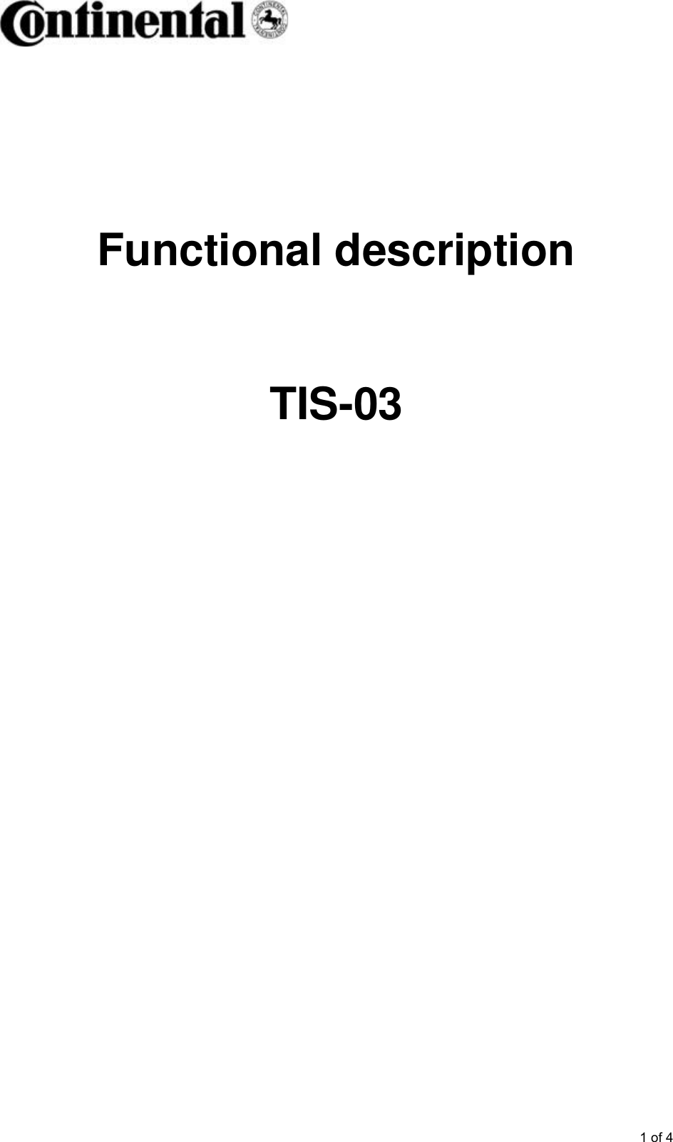       1 of 4      Functional description   TIS-03          