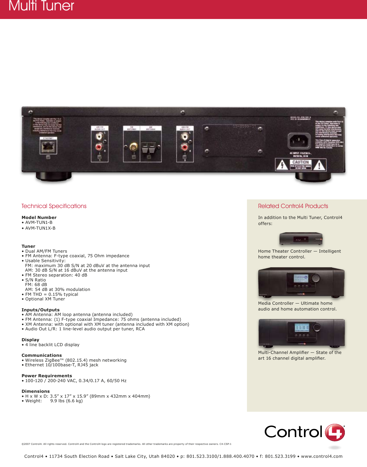 Page 2 of 2 - Control4 Control4-Avm-Tun1-B-Users-Manual- Control4-avm-tun1-b-users-manual