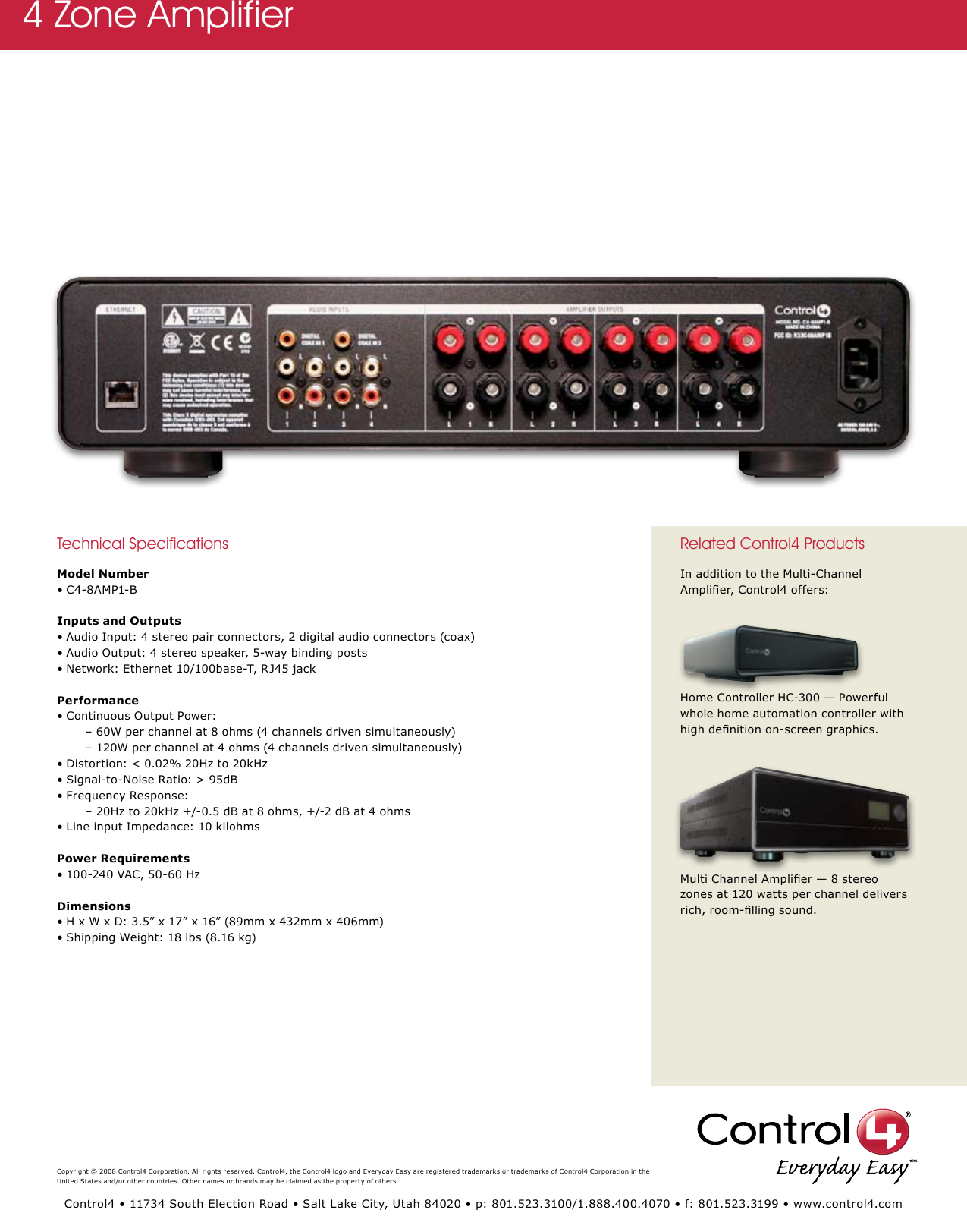 Control4 C4 8Amp1 B Users Manual