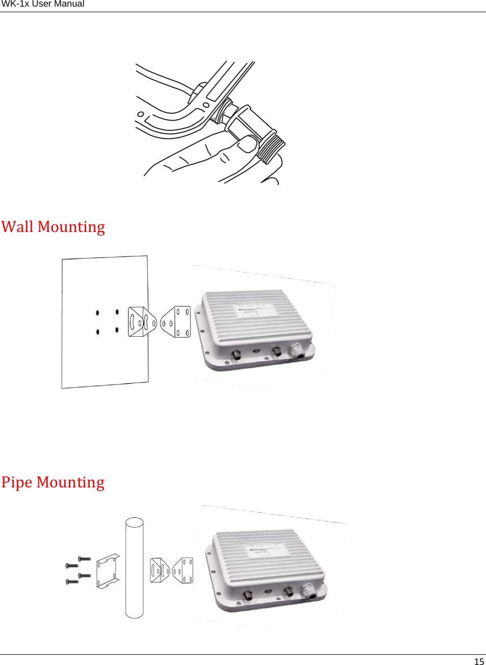 WK-1x User Manual 15 WallMountingPipeMounting 