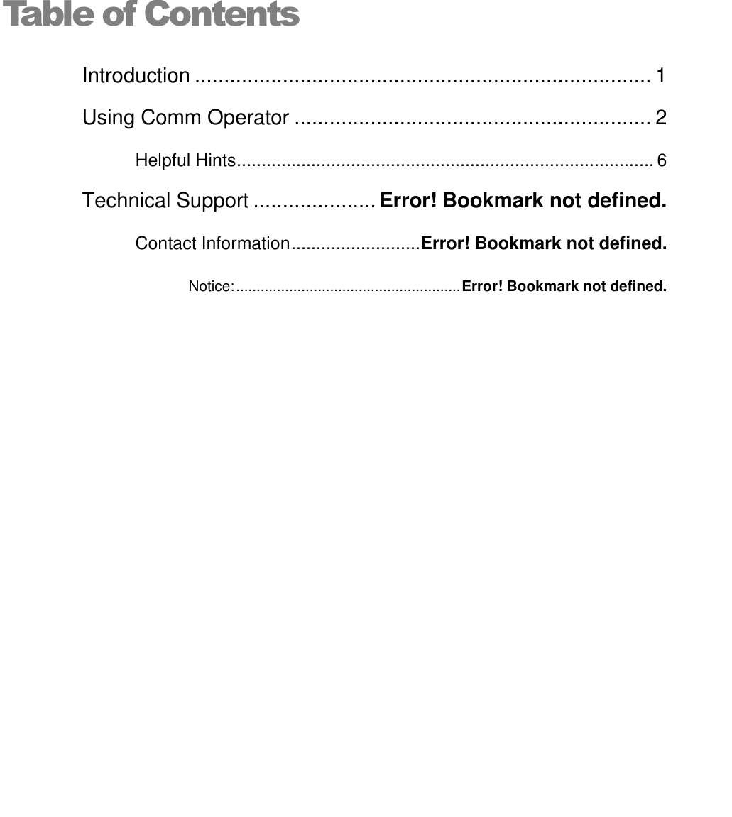NCD Comm Operator Quick Start Guide