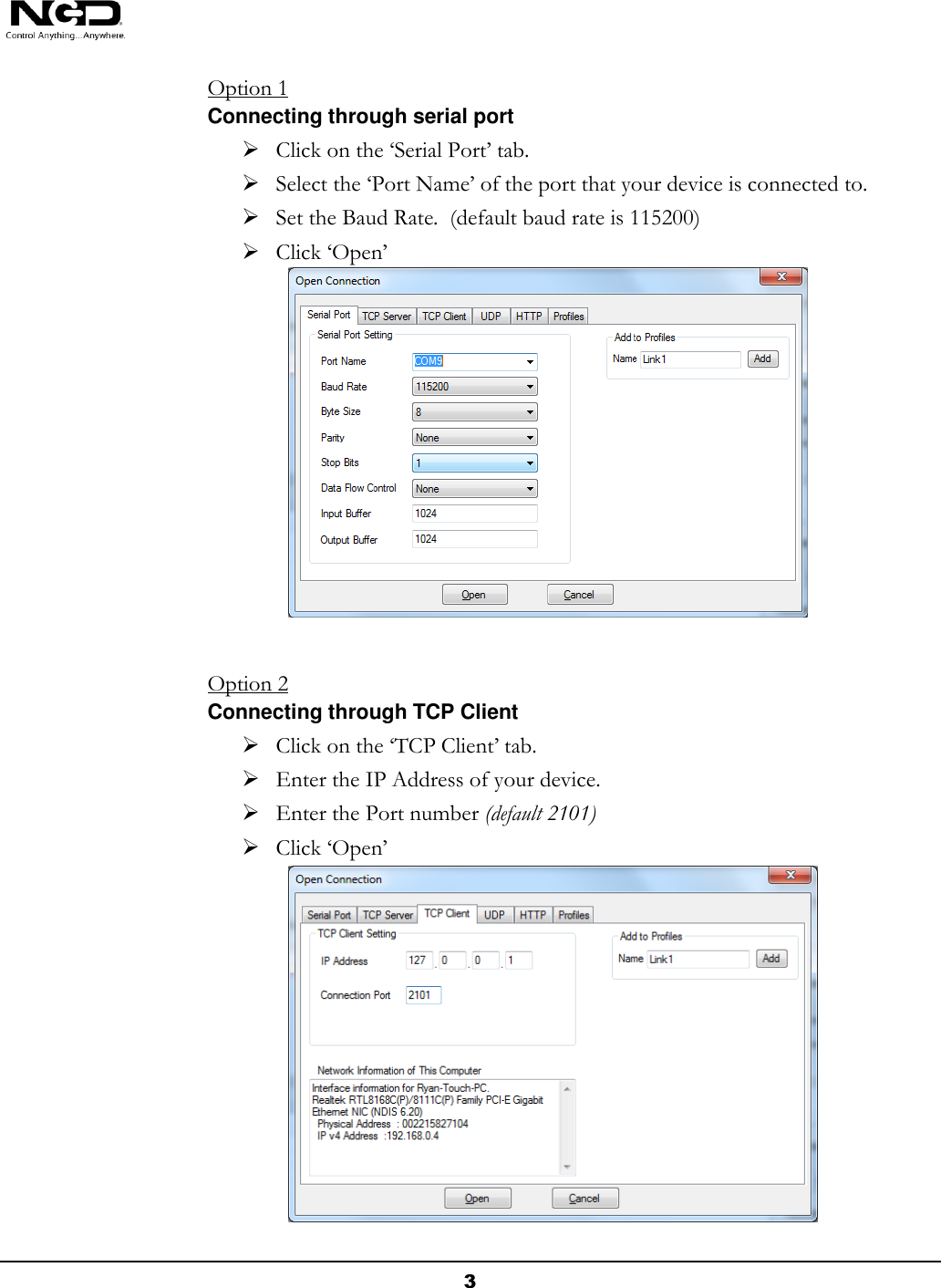 NCD Comm Operator Quick Start Guide