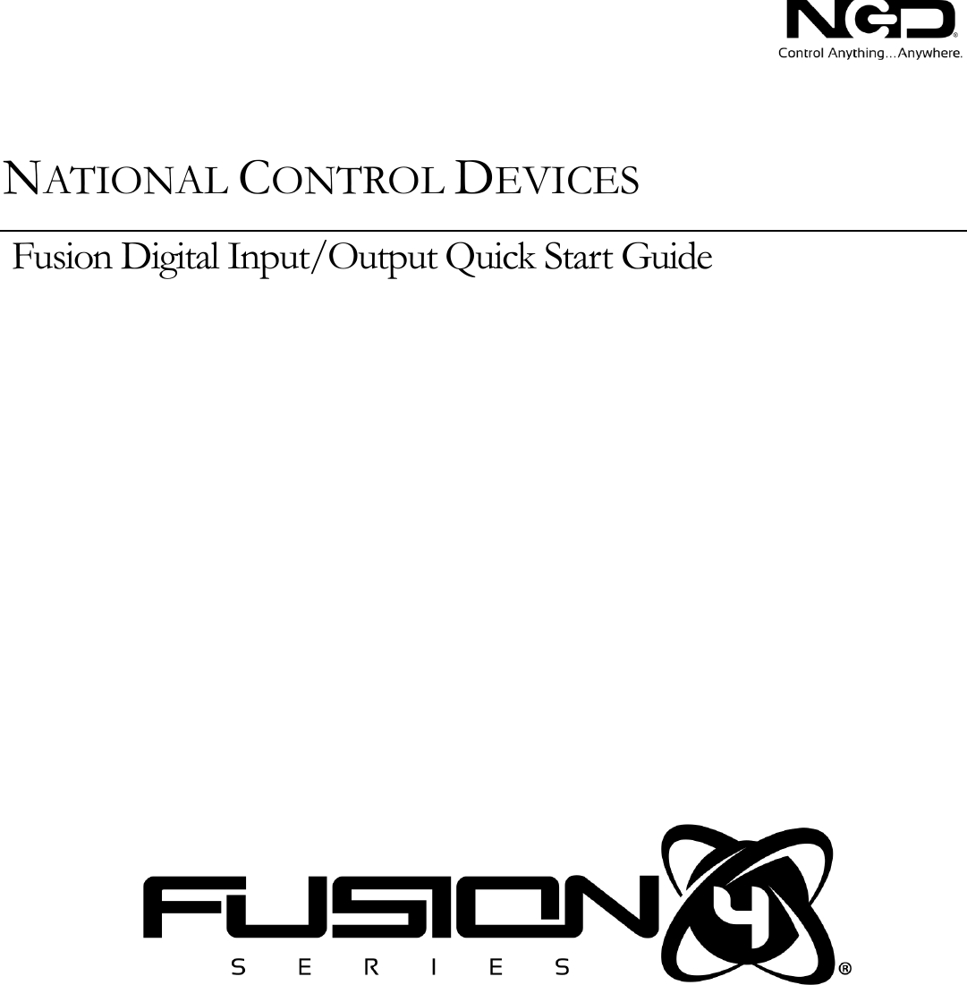 Page 1 of 10 - NCD Essential Quick Start Guide For Fusion Series Controllers  Digital IO