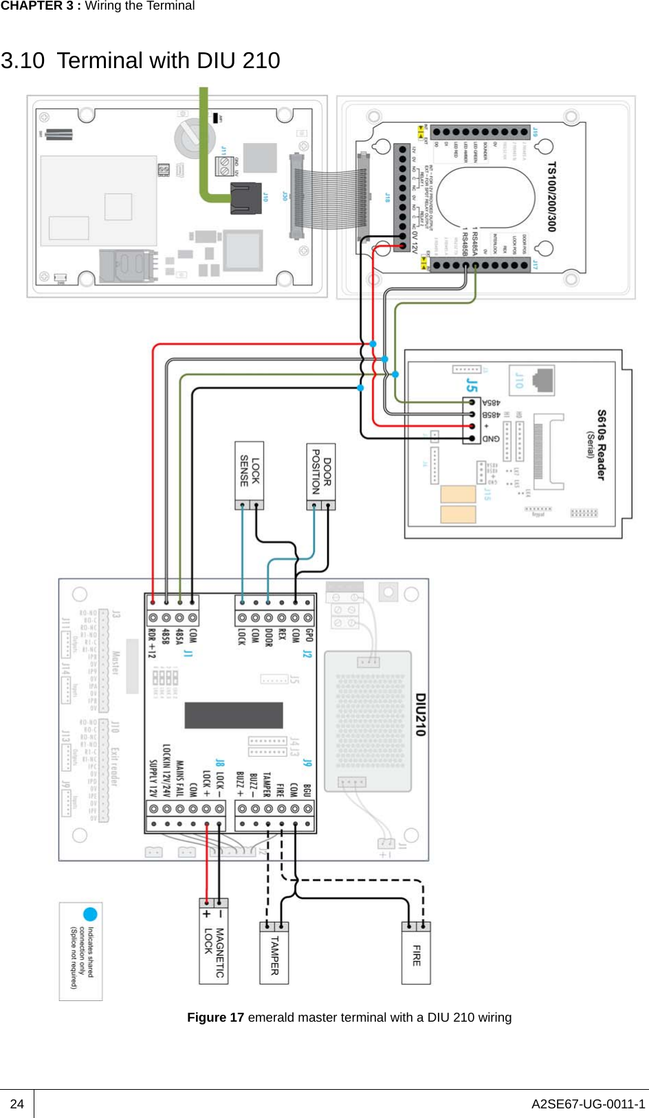 A2SE67-UG-0011-1CHAPTER 3 : Wiring the Terminal243.10 Terminal with DIU 210 Figure 17 emerald master terminal with a DIU 210 wiring