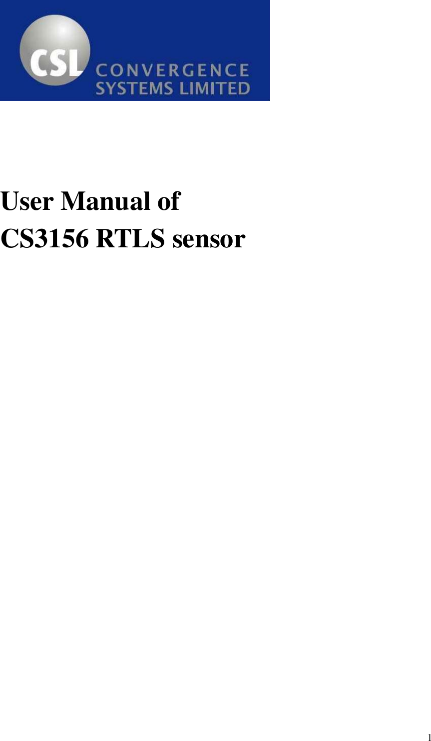  1    User Manual of   CS3156 RTLS sensor 