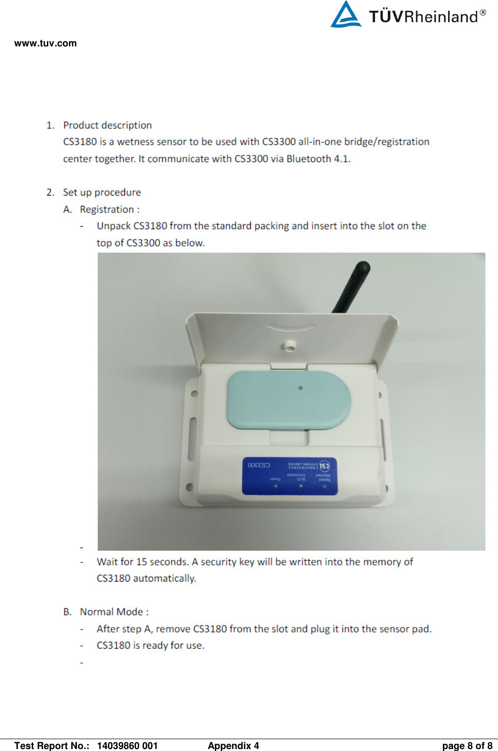 www.tuv.com   Test Report No.:  14039860 001  Appendix 4  page 8 of 8   