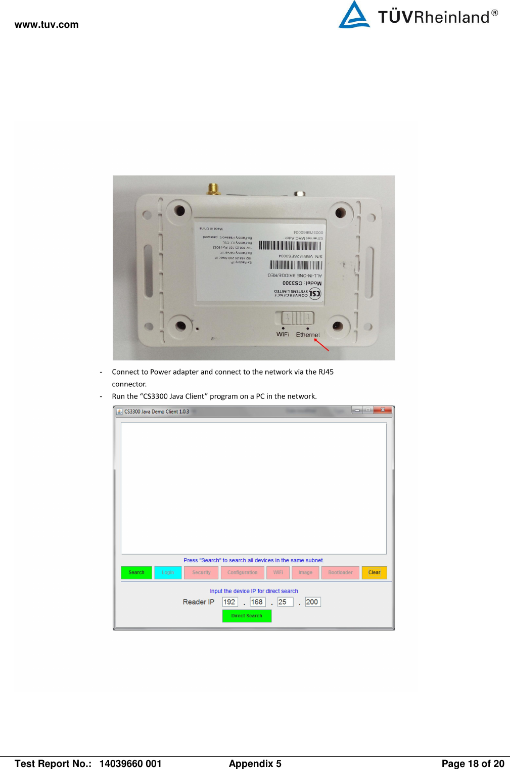 www.tuv.com   Test Report No.:  14039660 001  Appendix 5  Page 18 of 20  