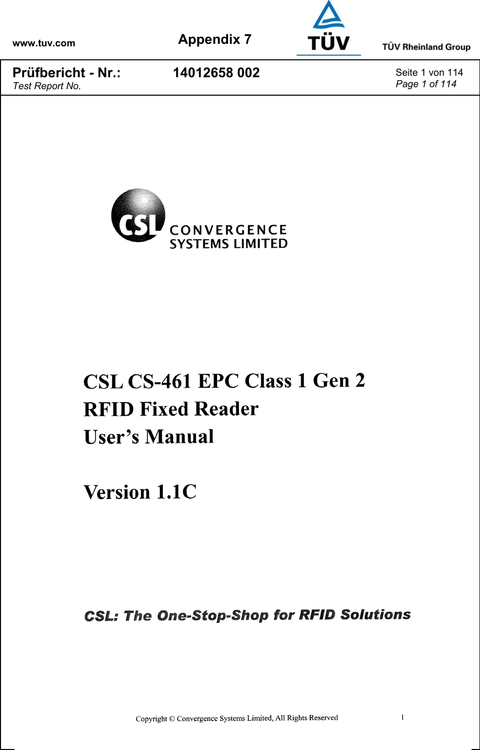 www.tuv.com Appendix 7 Prüfbericht - Nr.: Test Report No. 14012658 002  Seite 1 von 114 Page 1 of 114   