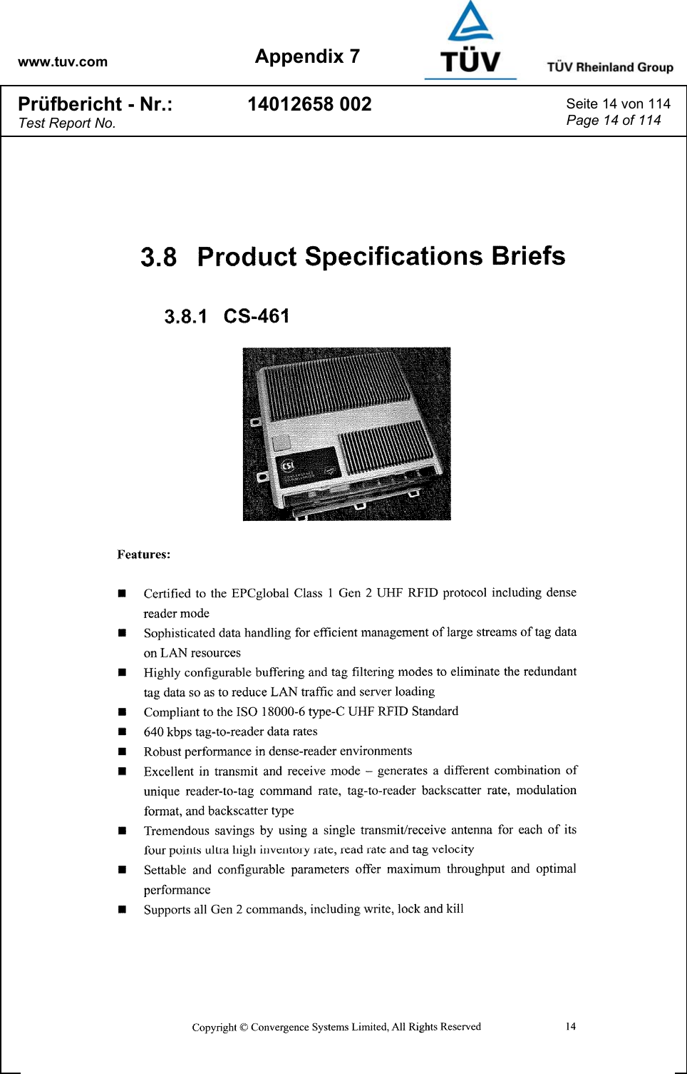 www.tuv.com Appendix 7 Prüfbericht - Nr.: Test Report No. 14012658 002  Seite 14 von 114 Page 14 of 114   