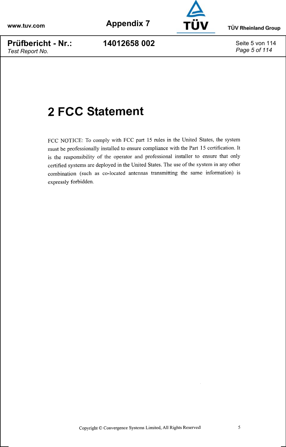 www.tuv.com Appendix 7 Prüfbericht - Nr.: Test Report No. 14012658 002  Seite 5 von 114 Page 5 of 114   