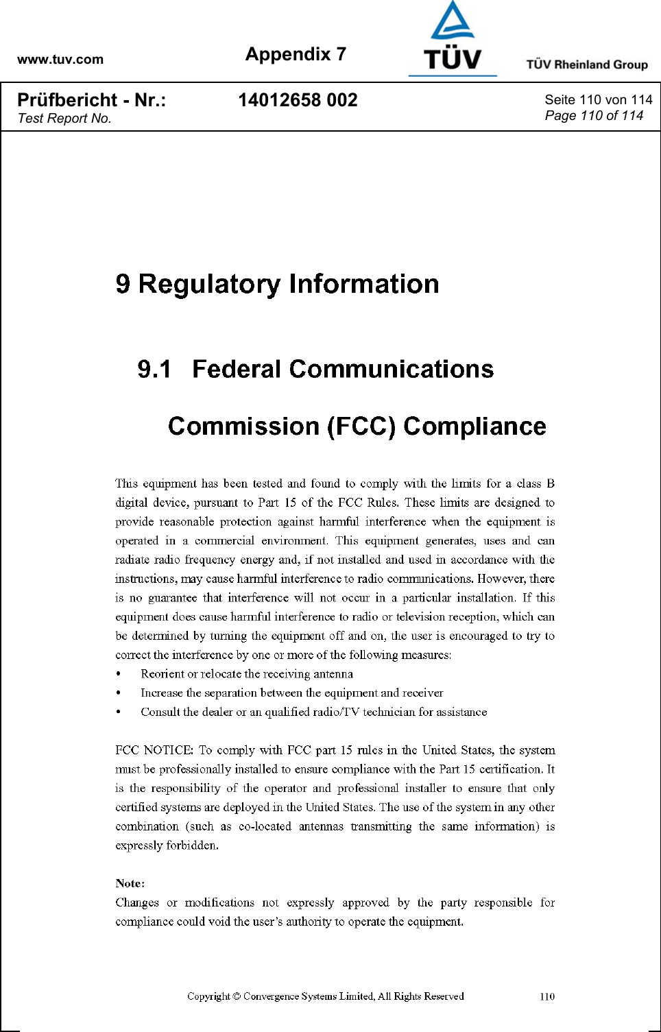 www.tuv.com Appendix 7 Prüfbericht - Nr.: Test Report No. 14012658 002  Seite 110 von 114 Page 110 of 114   