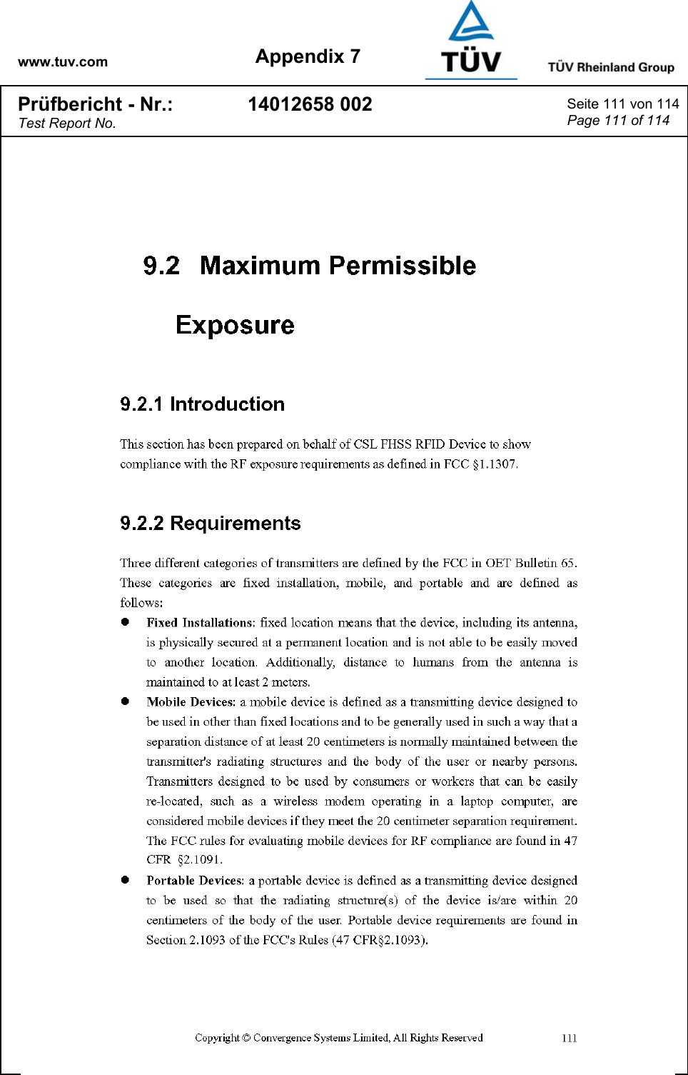 www.tuv.com Appendix 7 Prüfbericht - Nr.: Test Report No. 14012658 002  Seite 111 von 114 Page 111 of 114   