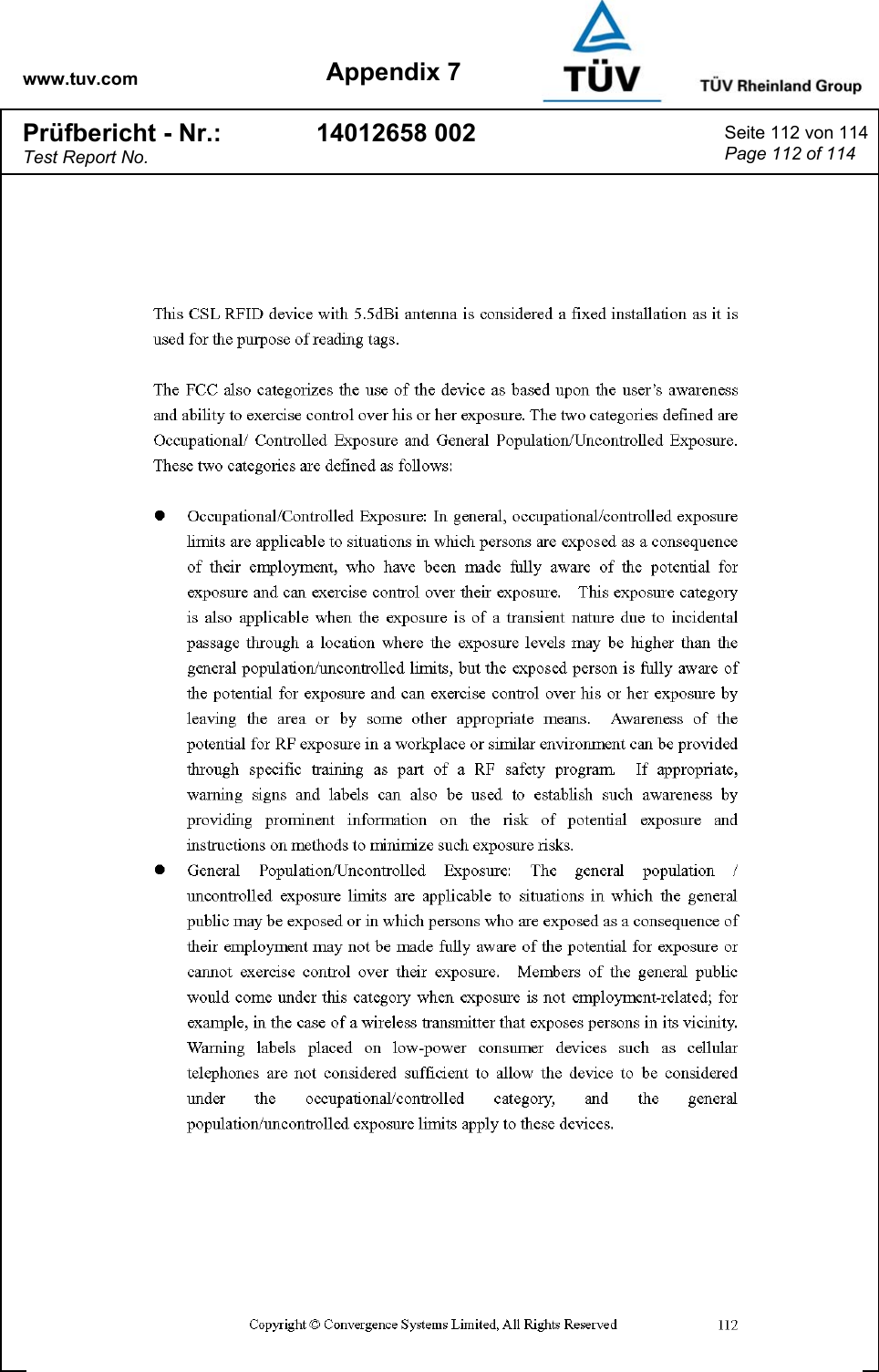 www.tuv.com Appendix 7 Prüfbericht - Nr.: Test Report No. 14012658 002  Seite 112 von 114 Page 112 of 114   