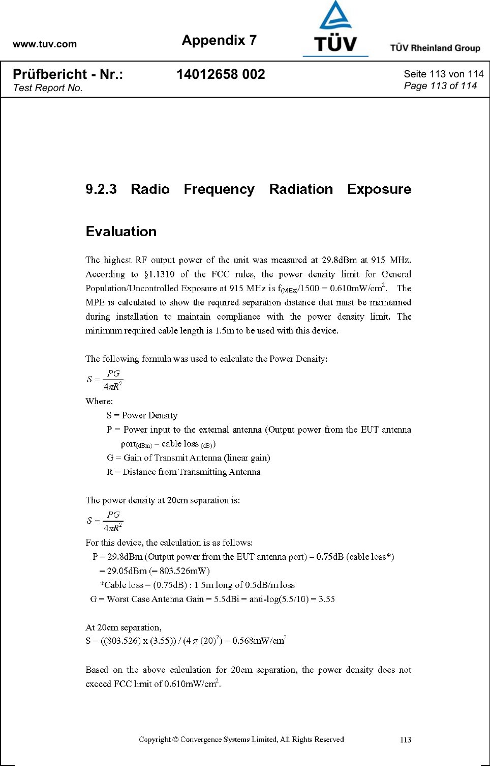 www.tuv.com Appendix 7 Prüfbericht - Nr.: Test Report No. 14012658 002  Seite 113 von 114 Page 113 of 114   