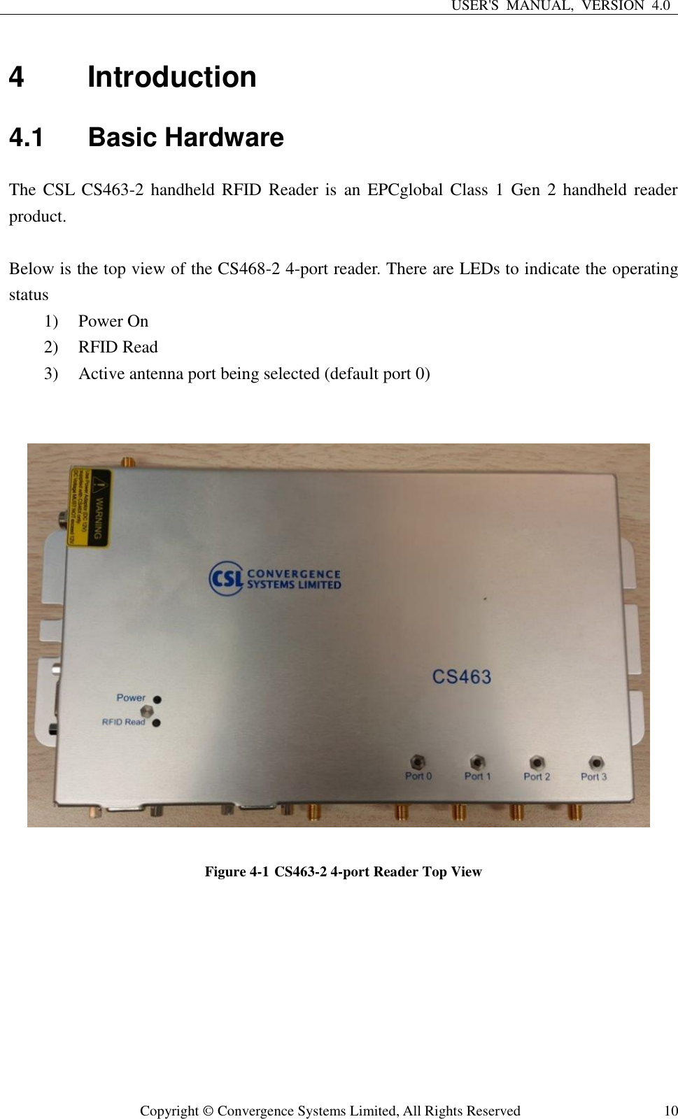 Page 10 of Convergence Systems CS463C1GEN2 RFID Reader User Manual CSL CS101 2 EPC Class 1 Gen 2 RFID Handheld Reader