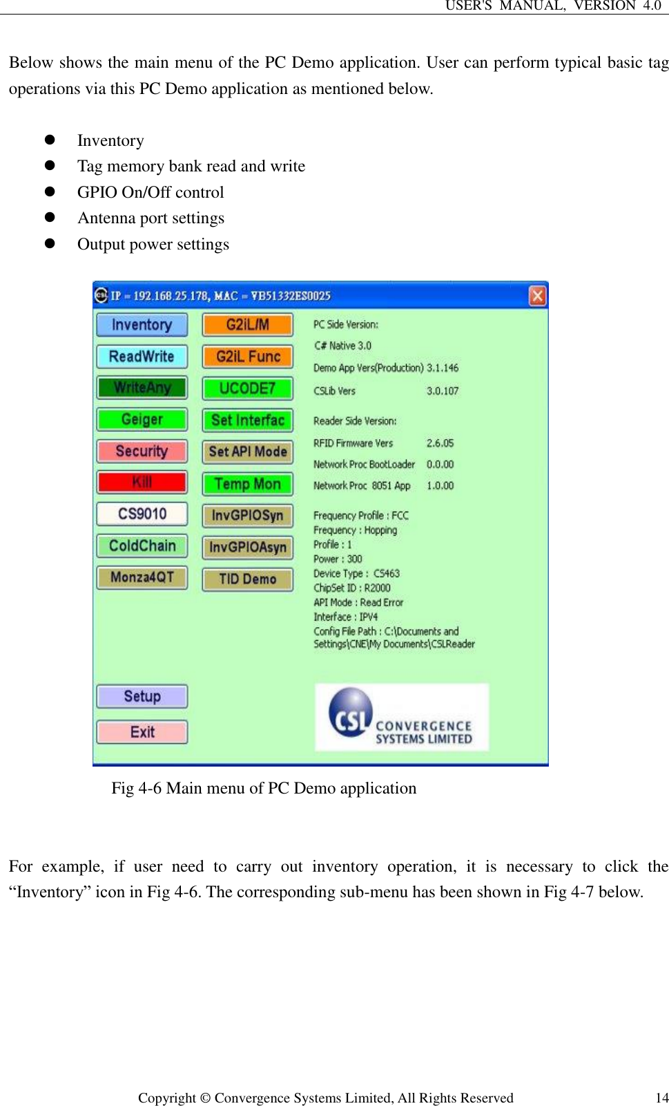 Page 14 of Convergence Systems CS463C1GEN2 RFID Reader User Manual CSL CS101 2 EPC Class 1 Gen 2 RFID Handheld Reader