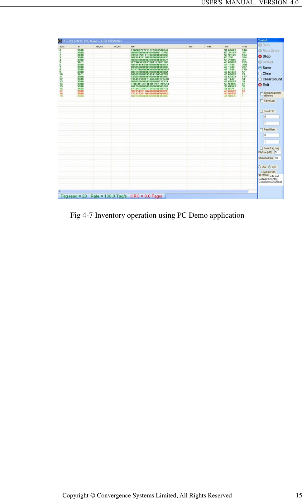 Page 15 of Convergence Systems CS463C1GEN2 RFID Reader User Manual CSL CS101 2 EPC Class 1 Gen 2 RFID Handheld Reader