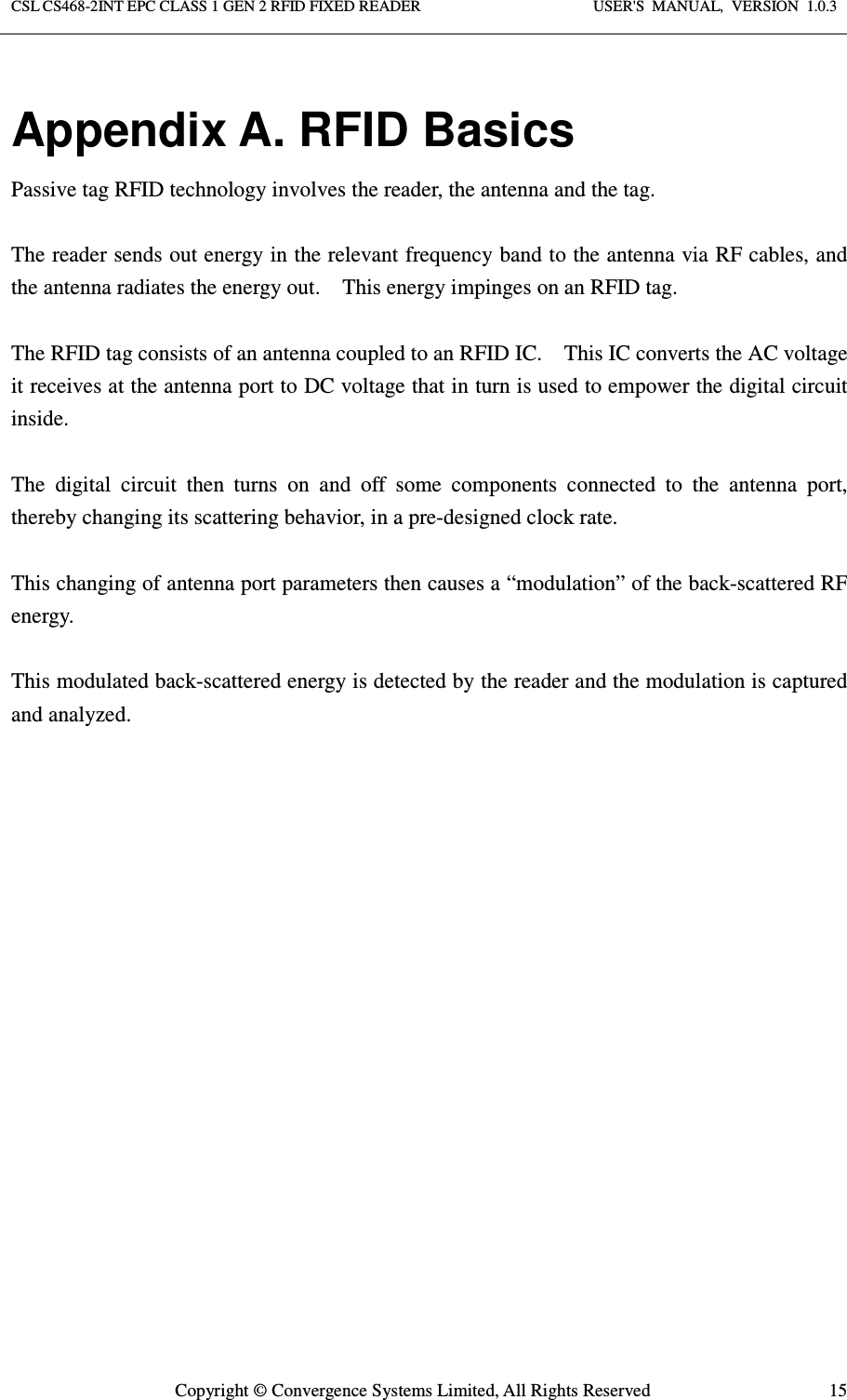 Page 15 of Convergence Systems CS468INTC1GEN2 RFID Reader User Manual User  Manual