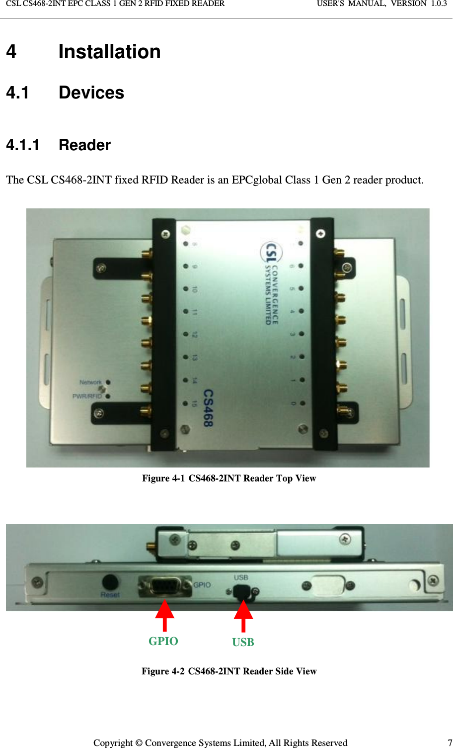 Page 7 of Convergence Systems CS468INTC1GEN2 RFID Reader User Manual User  Manual