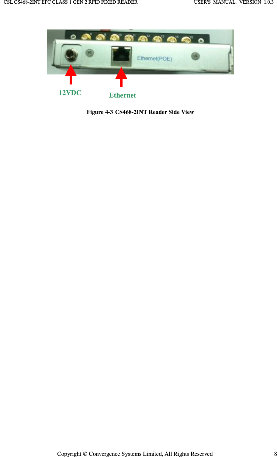 Page 8 of Convergence Systems CS468INTC1GEN2 RFID Reader User Manual User  Manual