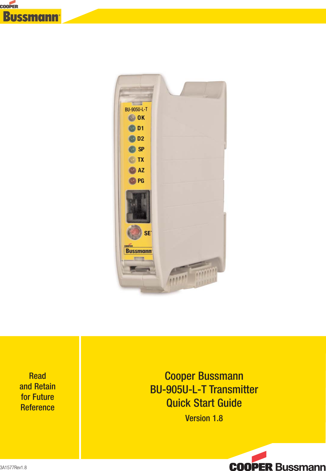 Page 1 of 8 - Cooper-Bussmann Cooper-Bussmann-Bu-905U-L-T-Users-Manual- BUS_Ele_IS_3A1577_BU-905U-L-T_5.qxp  Cooper-bussmann-bu-905u-l-t-users-manual