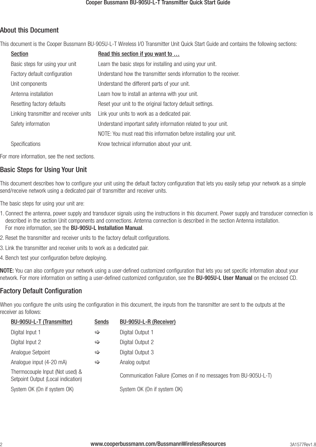 Page 2 of 8 - Cooper-Bussmann Cooper-Bussmann-Bu-905U-L-T-Users-Manual- BUS_Ele_IS_3A1577_BU-905U-L-T_5.qxp  Cooper-bussmann-bu-905u-l-t-users-manual