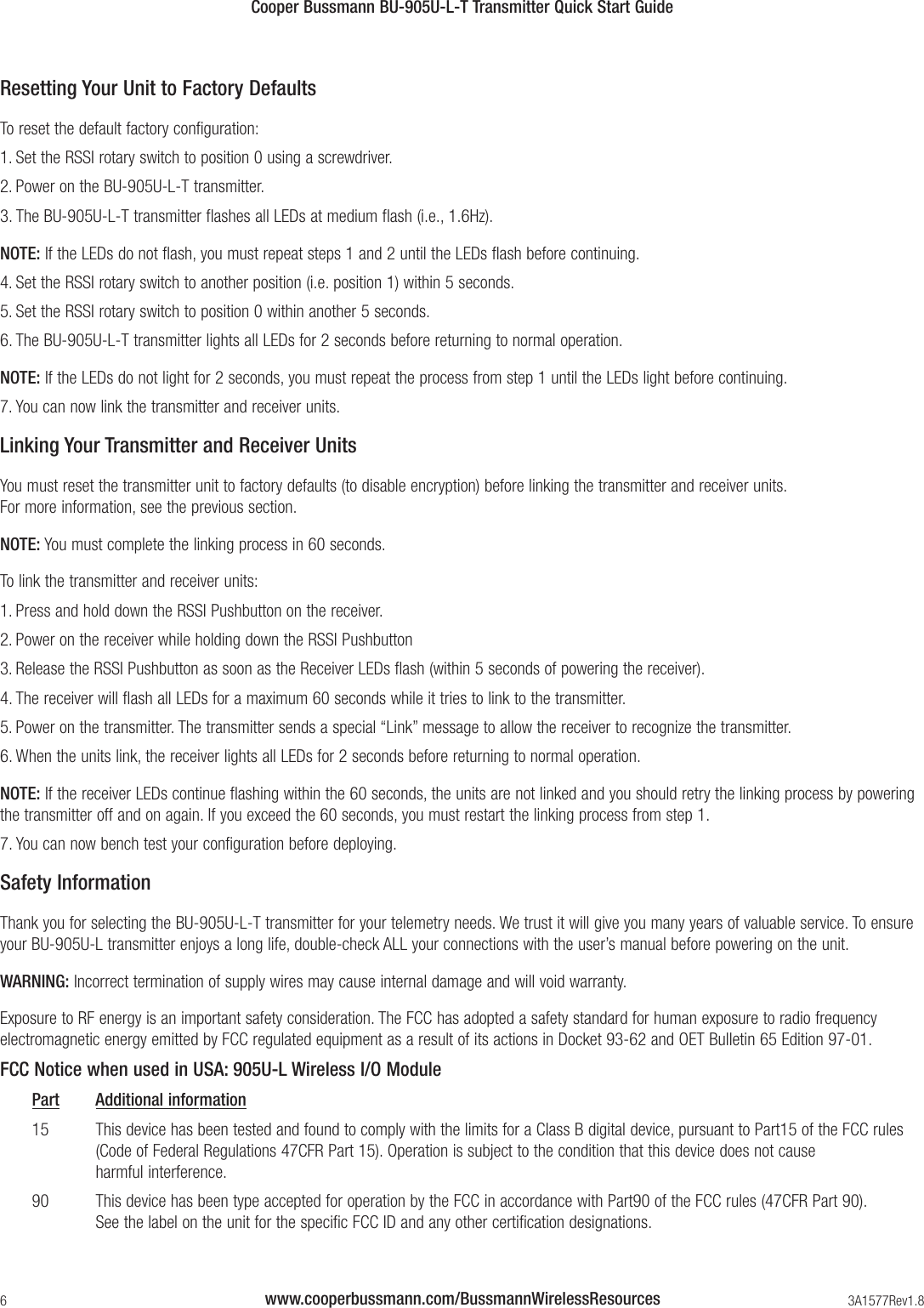 Page 6 of 8 - Cooper-Bussmann Cooper-Bussmann-Bu-905U-L-T-Users-Manual- BUS_Ele_IS_3A1577_BU-905U-L-T_5.qxp  Cooper-bussmann-bu-905u-l-t-users-manual