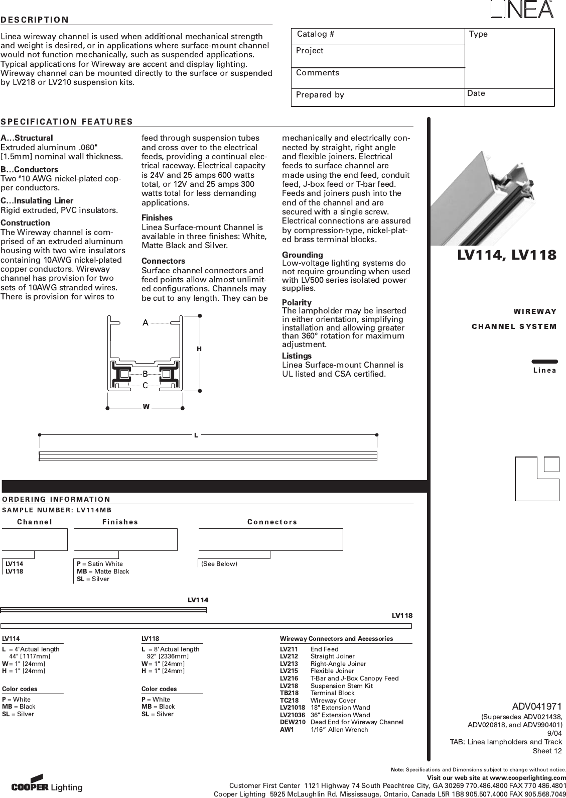 Cooper Lighting Linea Lv114 Users Manual