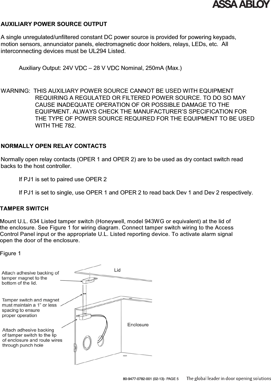 Page 5 of 8 - Corbin Russwin 80-9477-0782-001 (02-13) 782 Power Controller 80-9477-0782-00102-13782Power