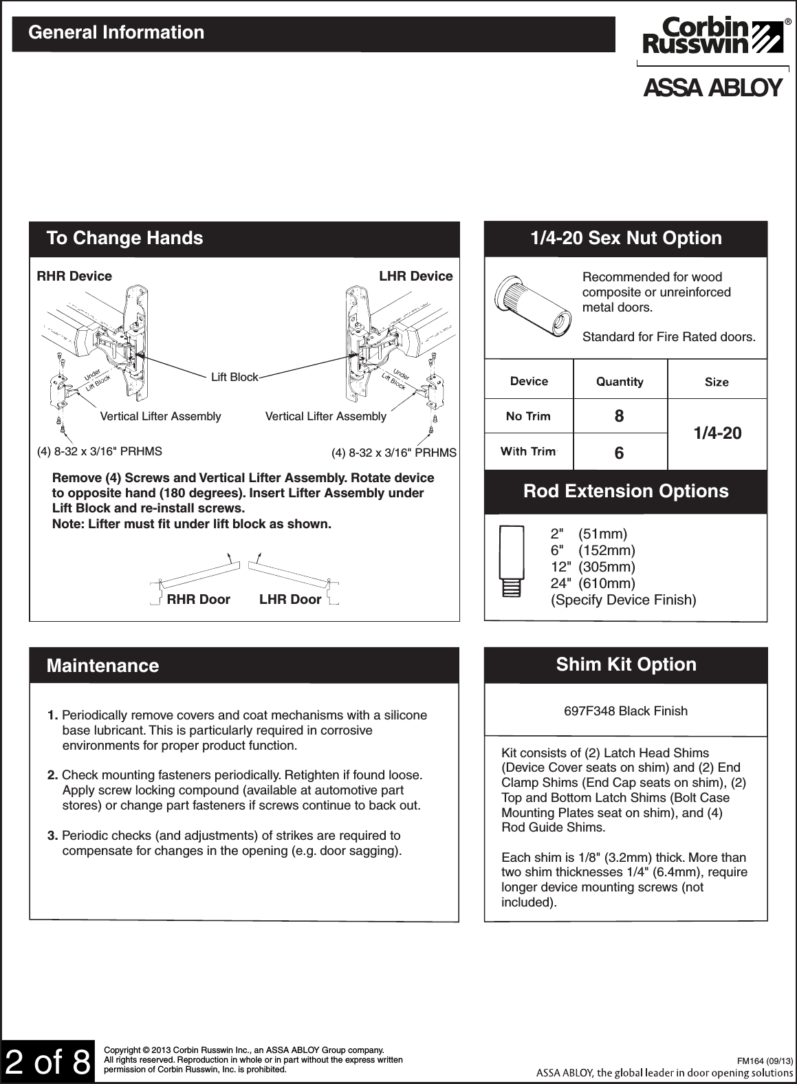 Page 2 of 8 - Corbin Russwin  ED5400A & ED5470B Series FM16409-13